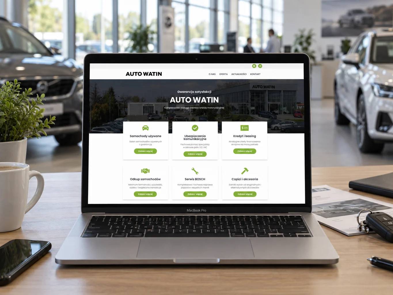 Strona Auto Watin na laptopie