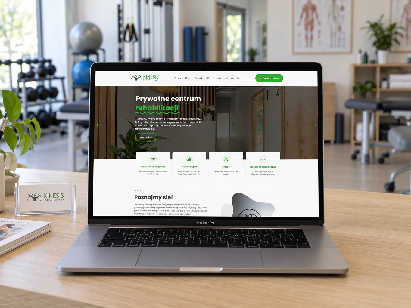 Strona Kinesis Rehabilitacja na laptopie