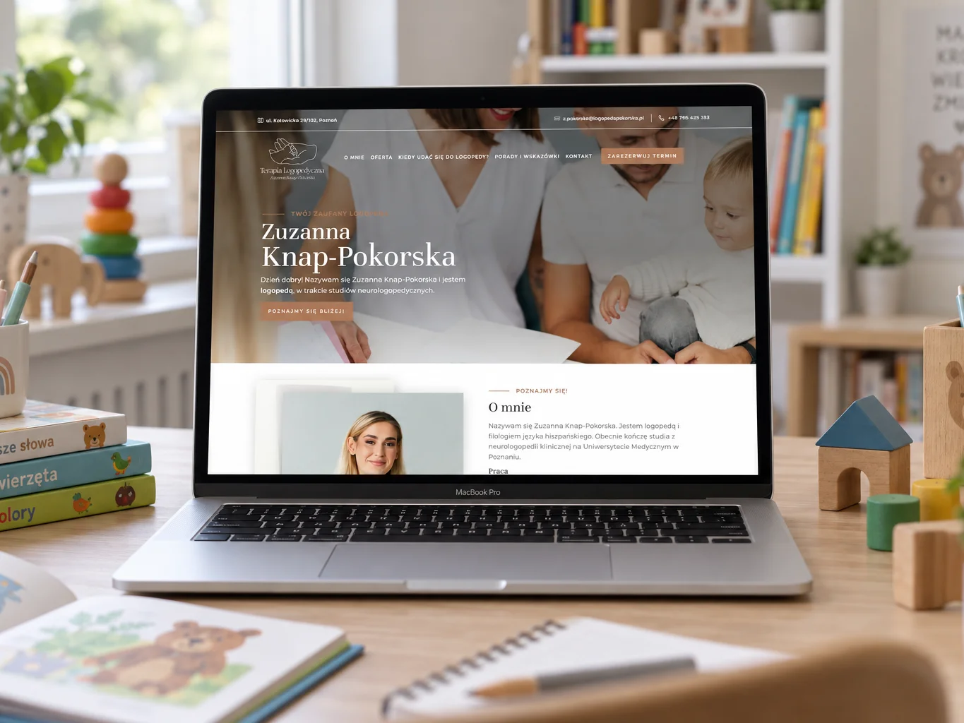 Strona Logopeda Pokorska na laptopie