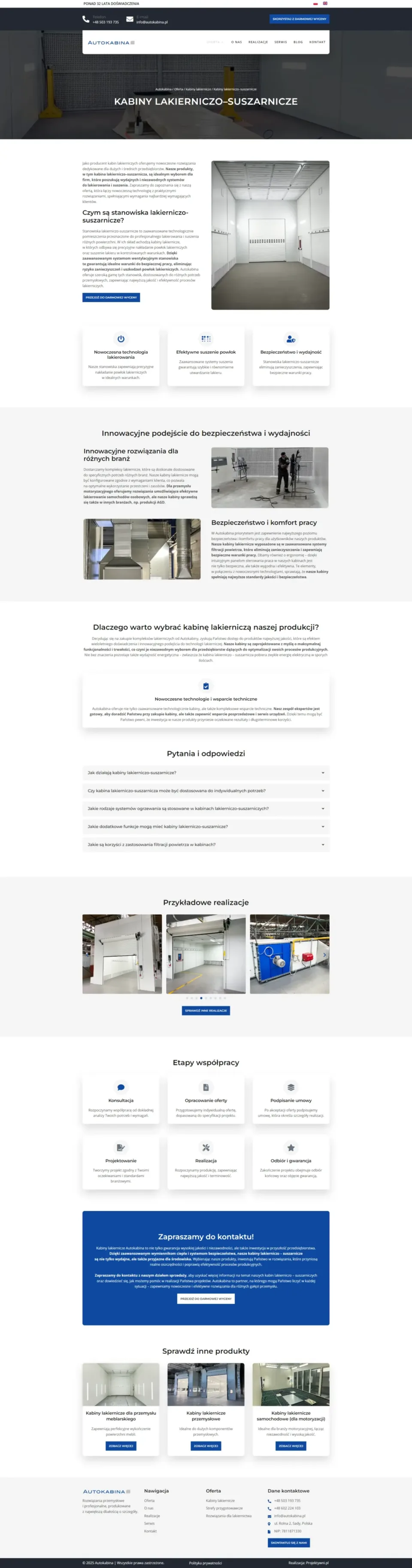 Autokabina - strona internetowa: Kabiny lakierniczo–suszarnicze