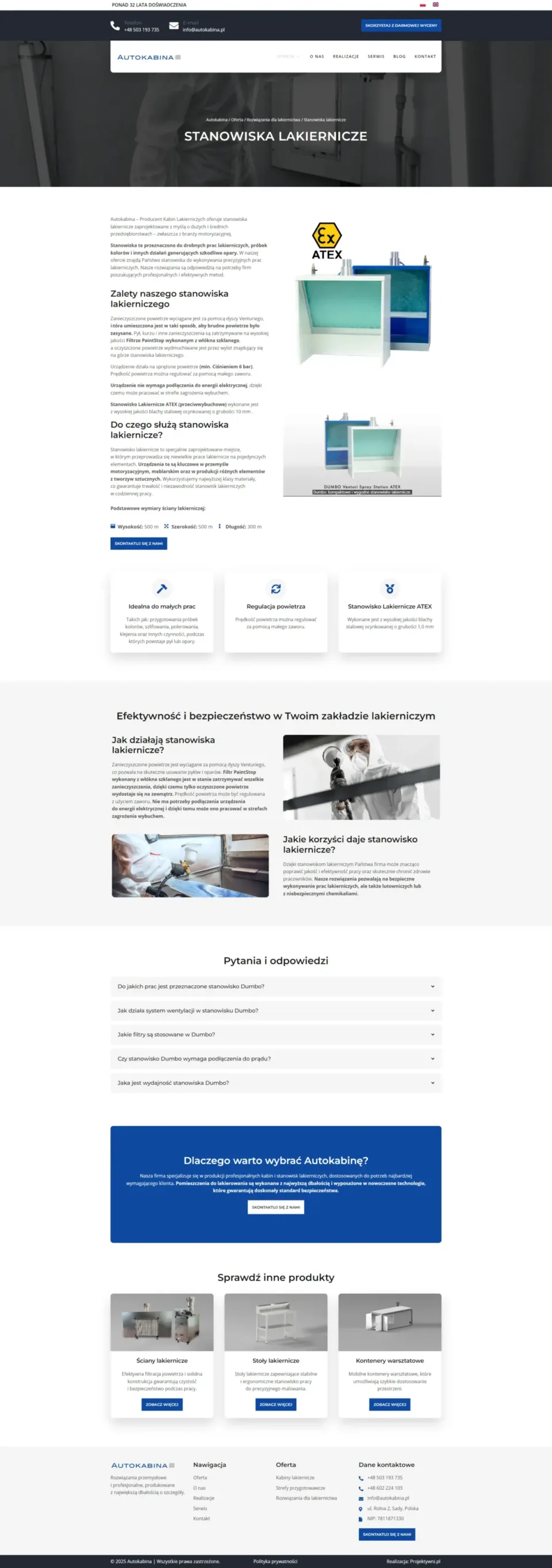 Autokabina - strona internetowa: Stanowiska lakiernicze