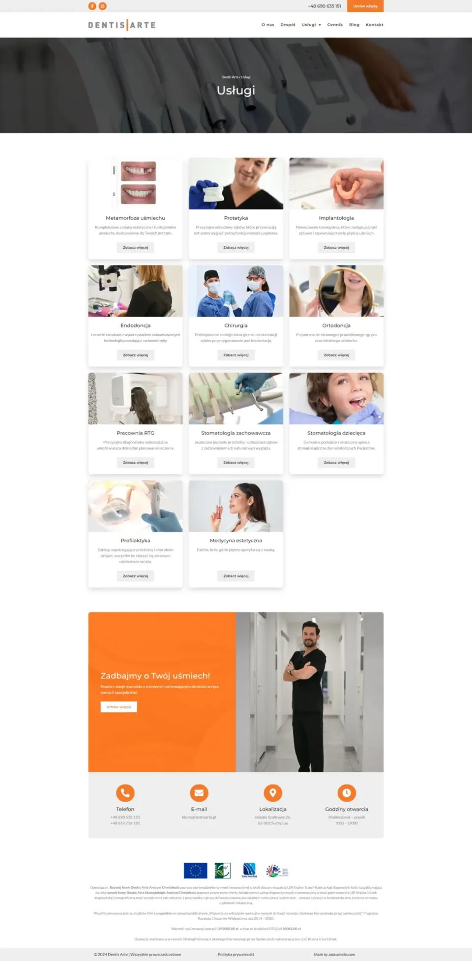 Dentis Arte - strona internetowa: Usługi