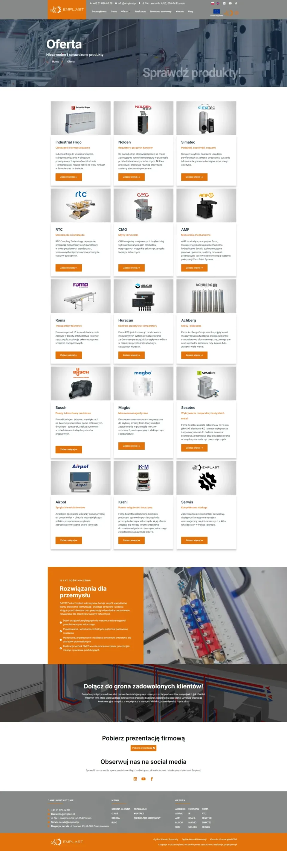 Emplast - strona internetowa: Oferta