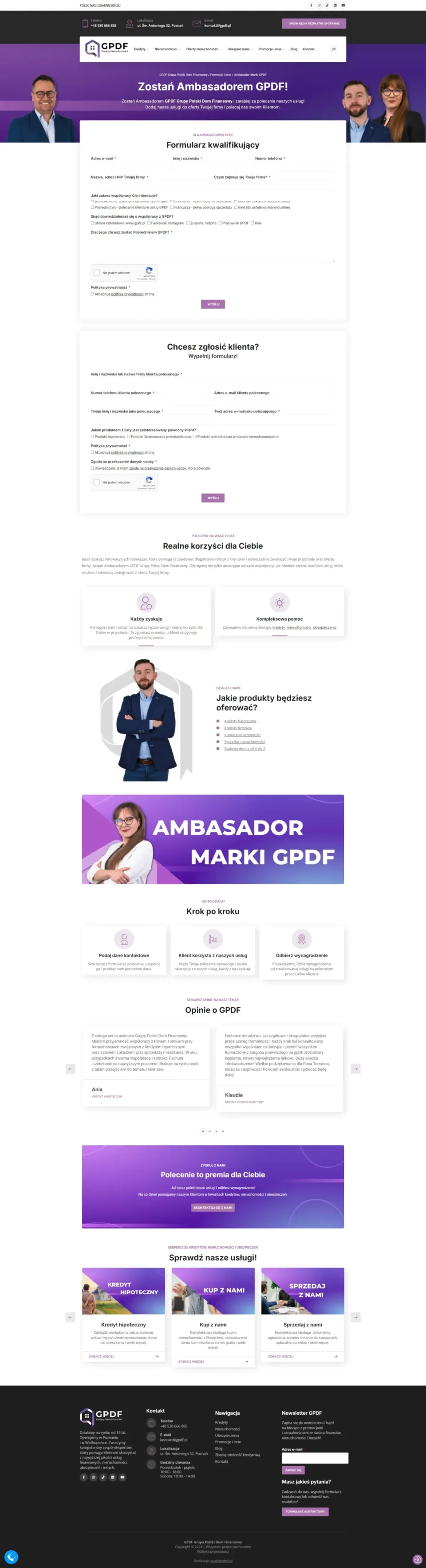 GPDF Grupa Polski Dom Finansowy - strona internetowa: Ambasador Marki GPDF