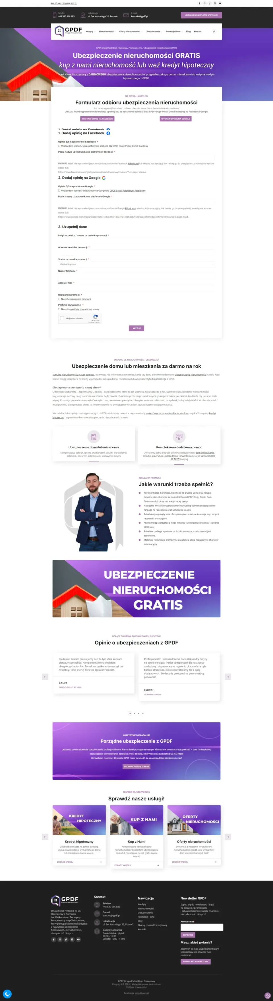 GPDF Grupa Polski Dom Finansowy - strona internetowa: Ubezpieczenie nieruchomości GRATIS