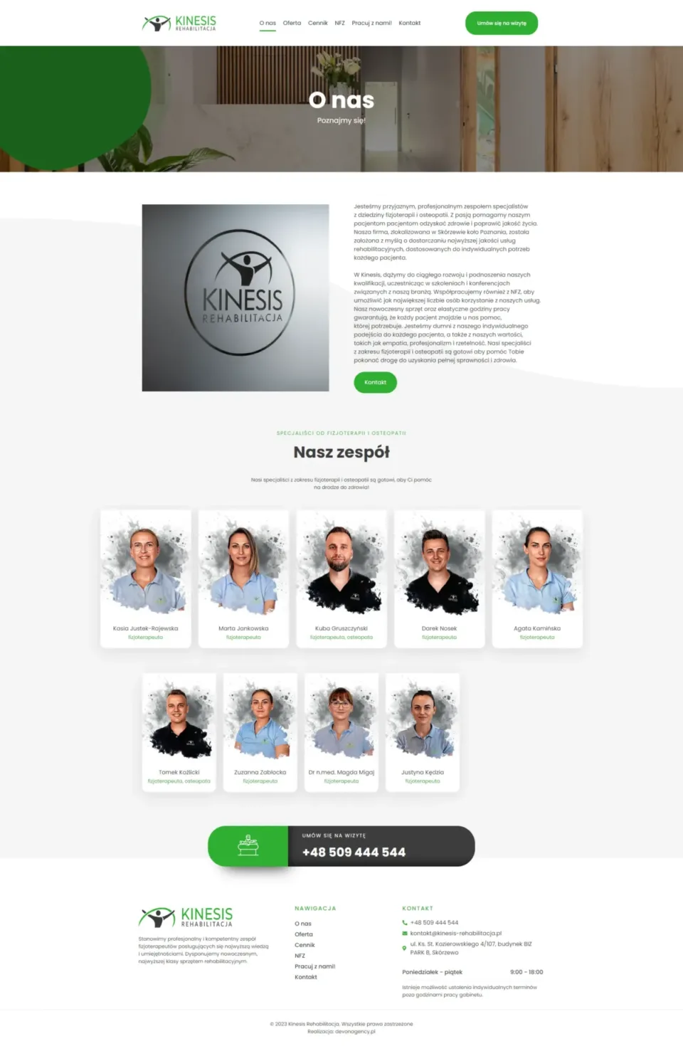Kinesis Rehabilitacja - strona internetowa: O nas