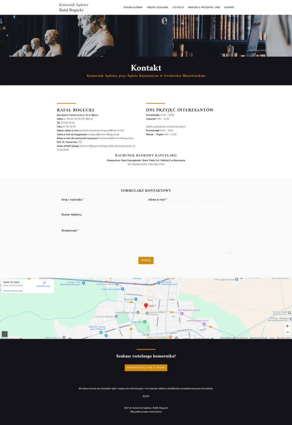 Komornik Sądowy Rafał Bogucki - strona internetowa: Kontakt