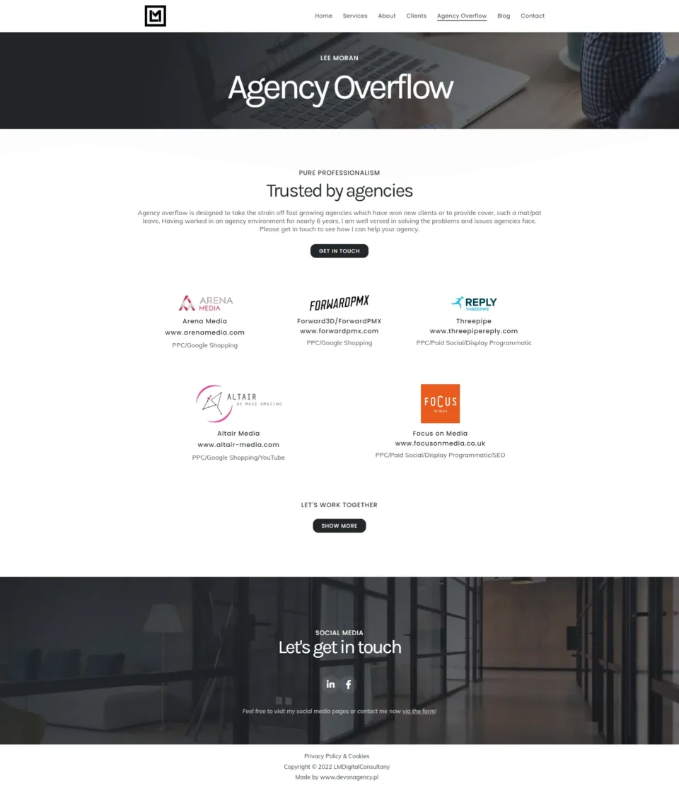 LM Digital Consultancy - strona internetowa: Agency Overflow