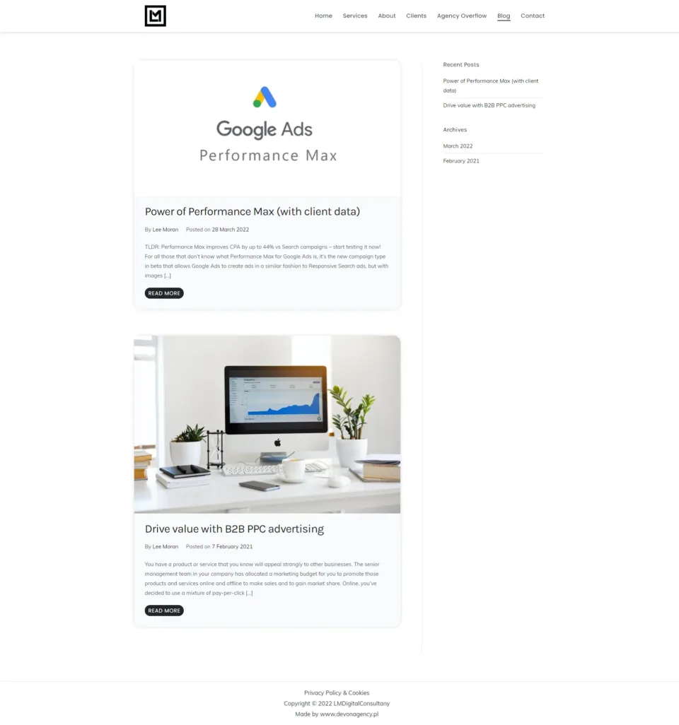 LM Digital Consultancy - strona internetowa: Blog