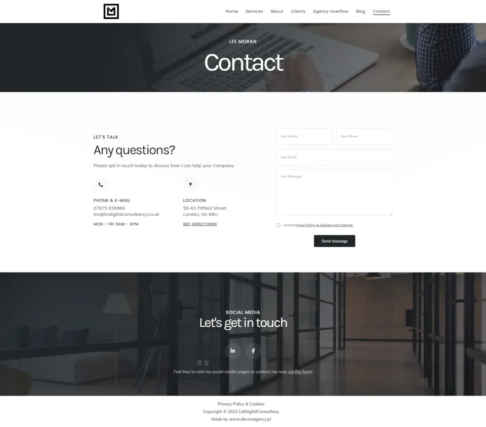 LM Digital Consultancy - strona internetowa: Contact