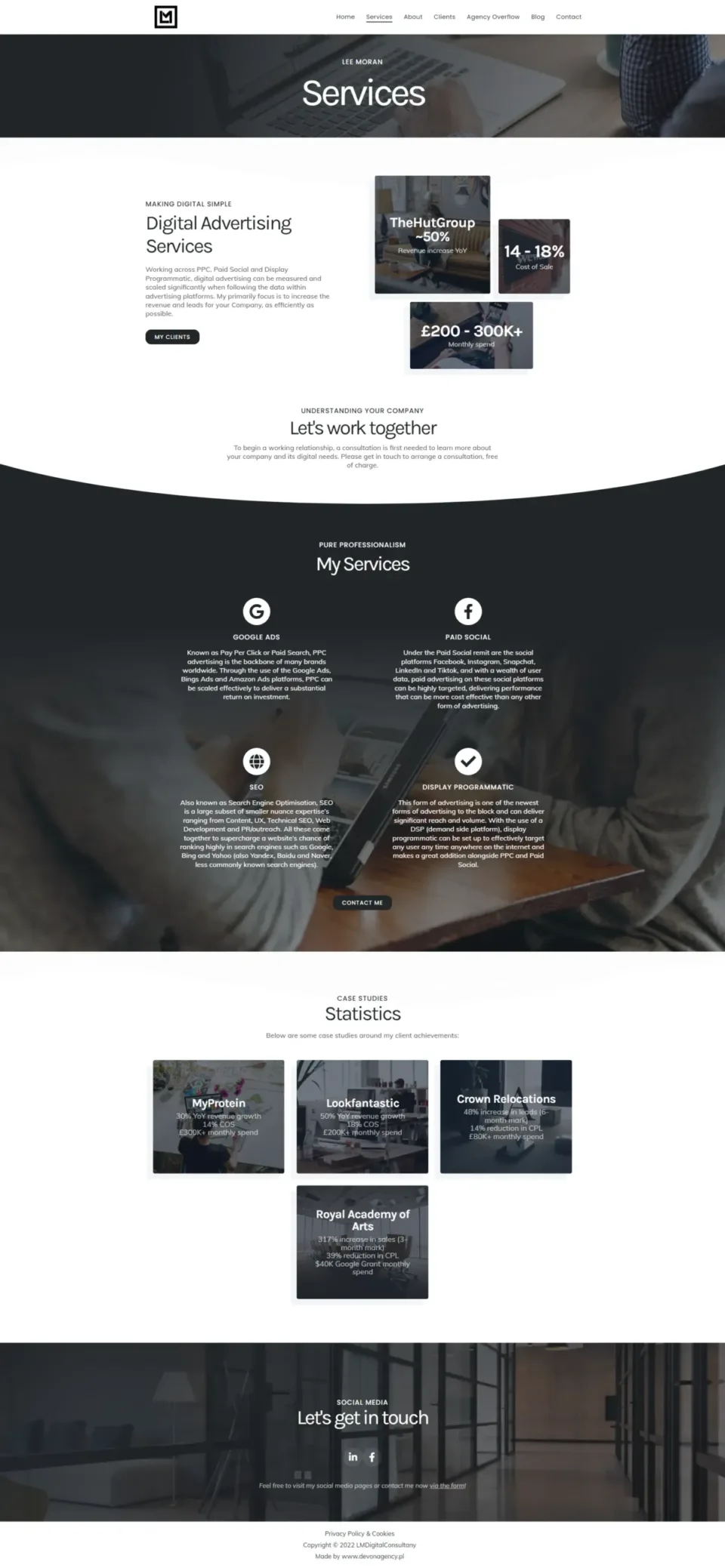 LM Digital Consultancy - strona internetowa: Services
