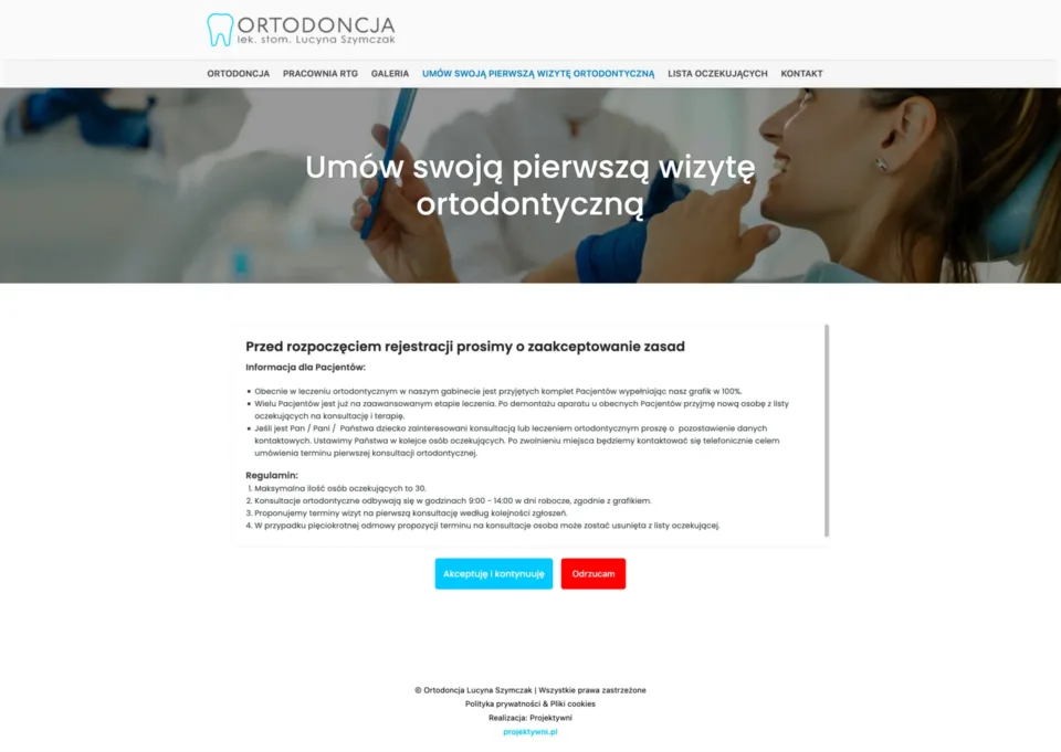 Ortodoncja Lucyna Szymczak - strona internetowa: Umów swoją pierwszą wizytę ortodontyczną