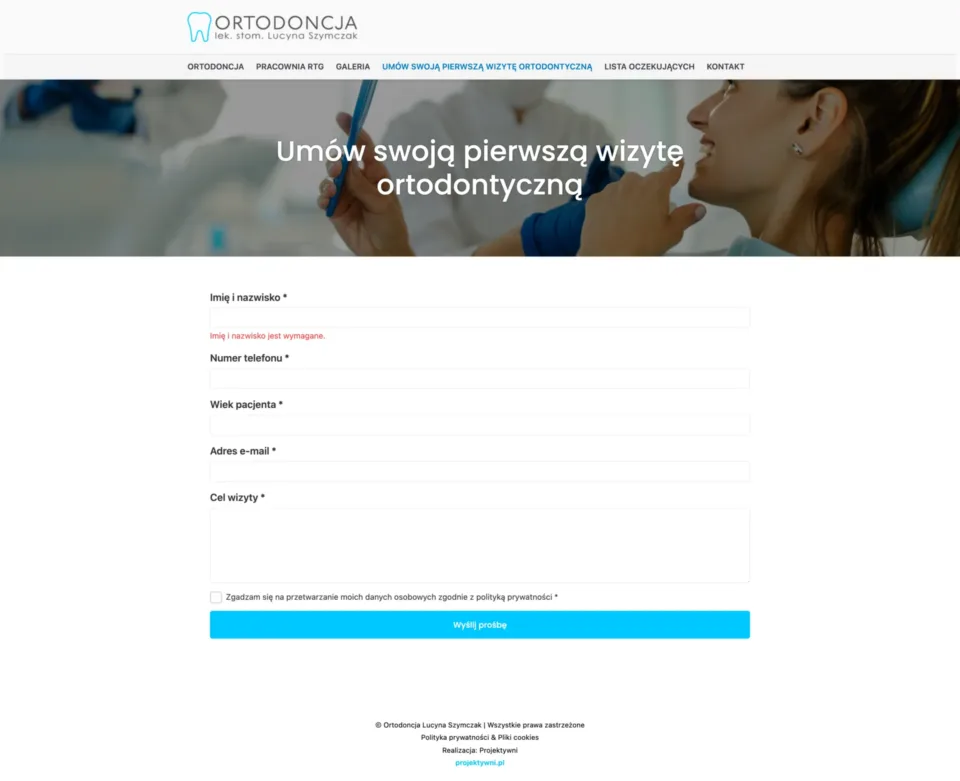 Ortodoncja Lucyna Szymczak - strona internetowa: Umów swoją pierwszą wizytę ortodontyczną