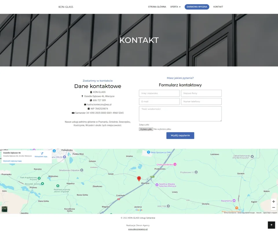KON-GLASS - strona internetowa: Kontakt