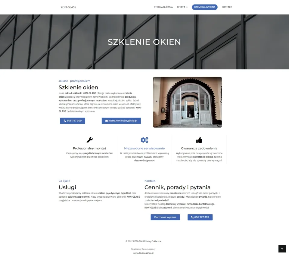 KON-GLASS - strona internetowa: Szklenie okien