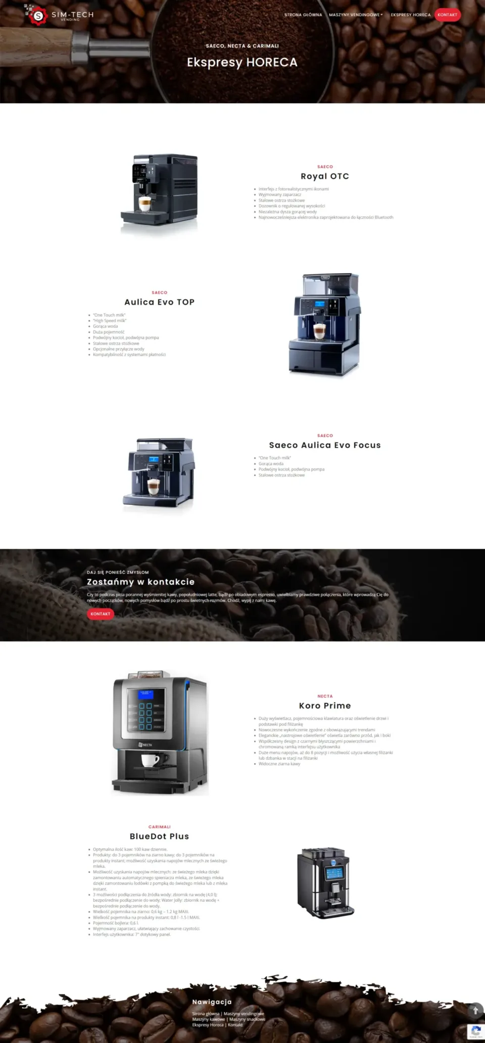 SIM-TECH Vending - strona internetowa: Ekspresy Horeca