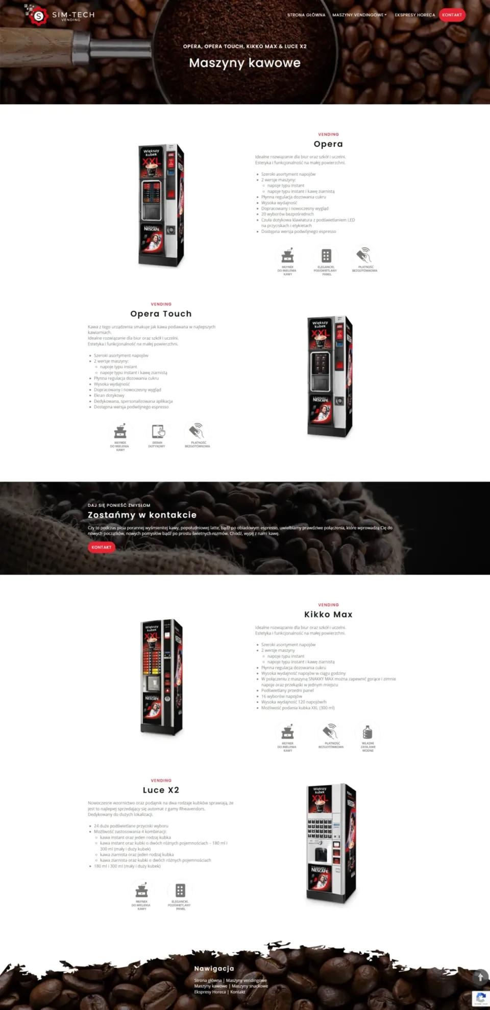 SIM-TECH Vending - strona internetowa: Maszyny kawowe