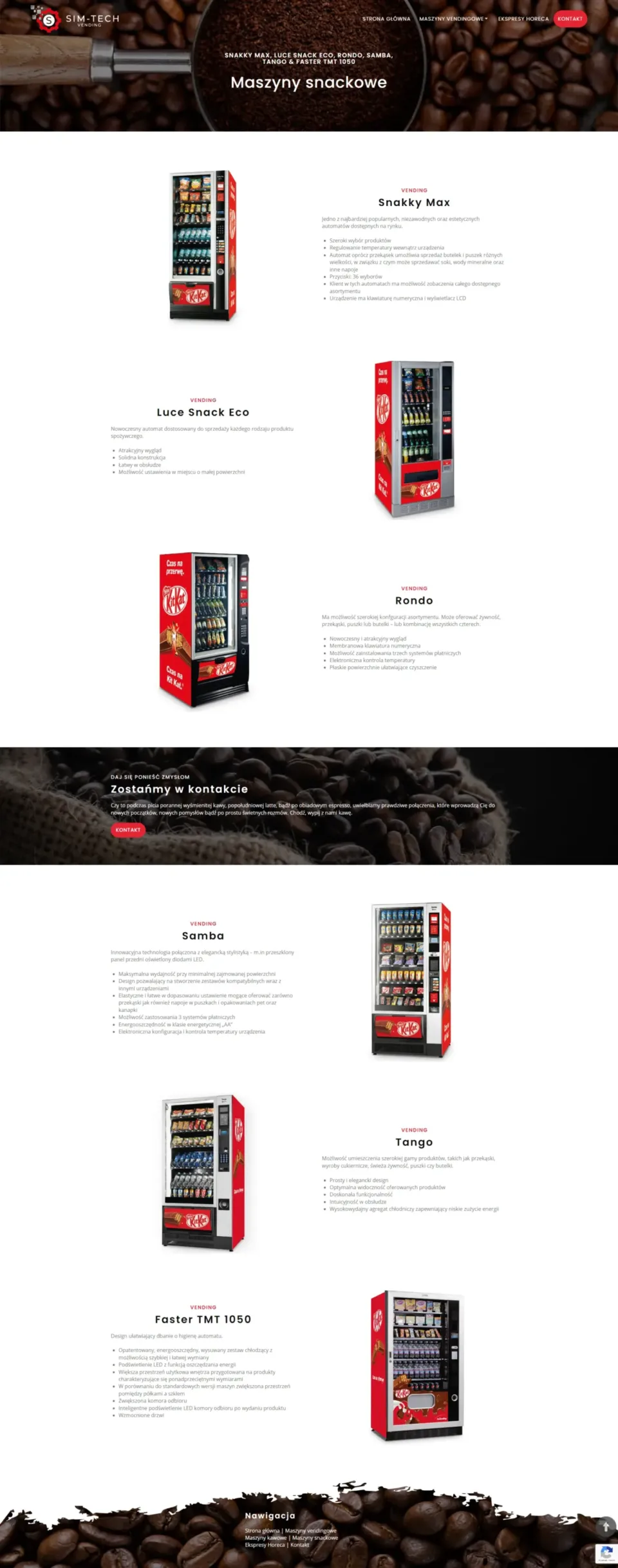 SIM-TECH Vending - strona internetowa: Maszyny snackowe