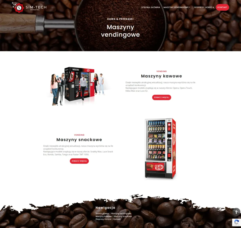 SIM-TECH Vending - strona internetowa: Maszyny Vendingowe