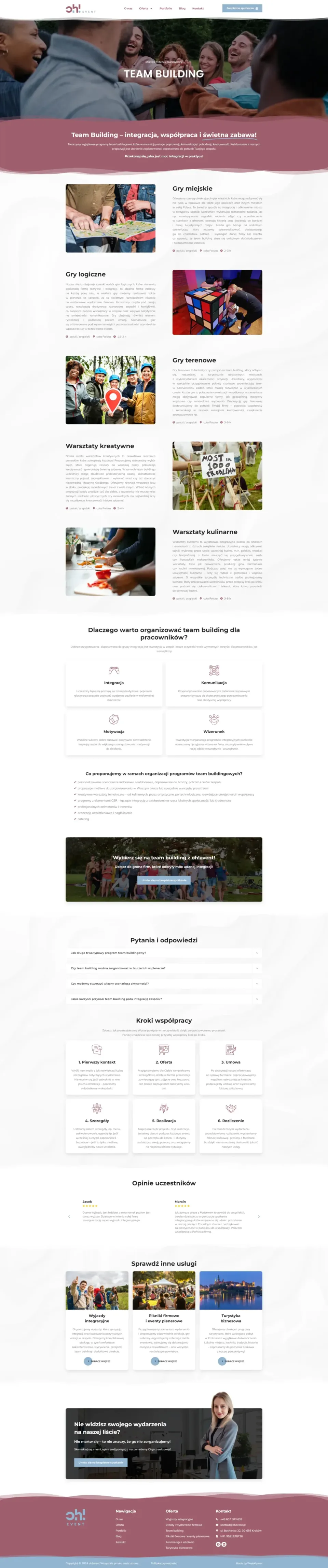 oh!event - strona internetowa: Team building