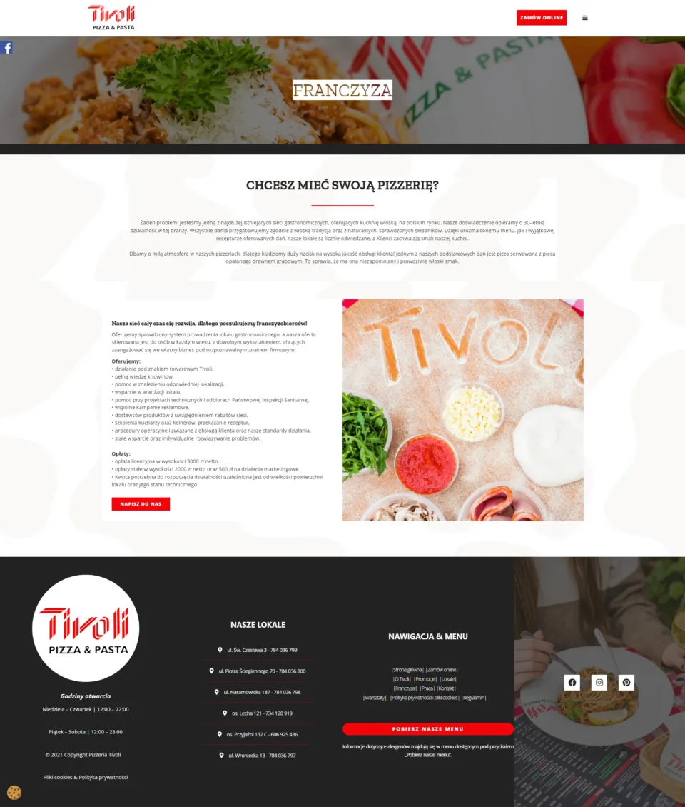 Tivoli - strona internetowa: Franczyza