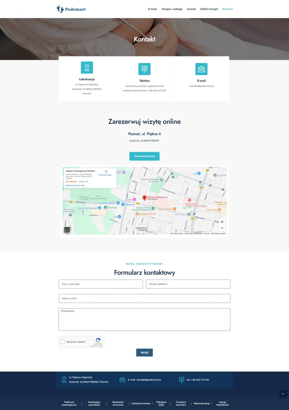 Podomart - strona internetowa: Kontakt