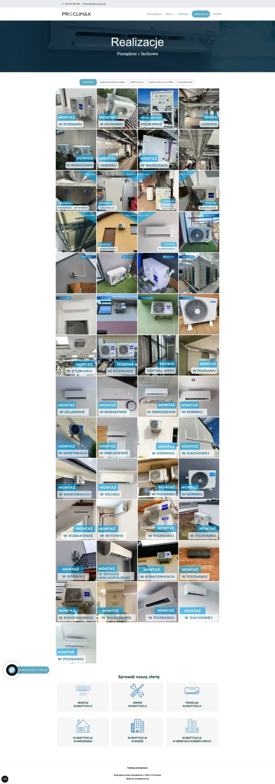 Proclimax - strona internetowa: Realizacje