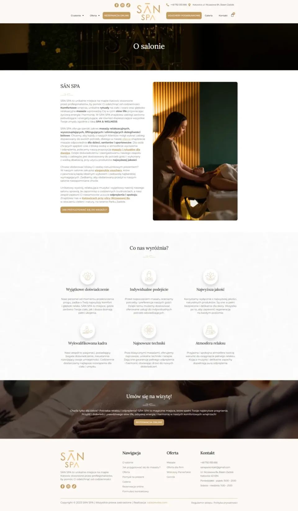 SĀN SPA - strona internetowa: O salonie