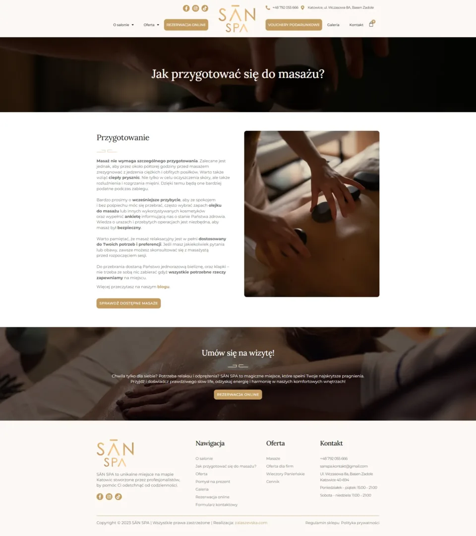 SĀN SPA - strona internetowa: Jak przygotować się do masażu?