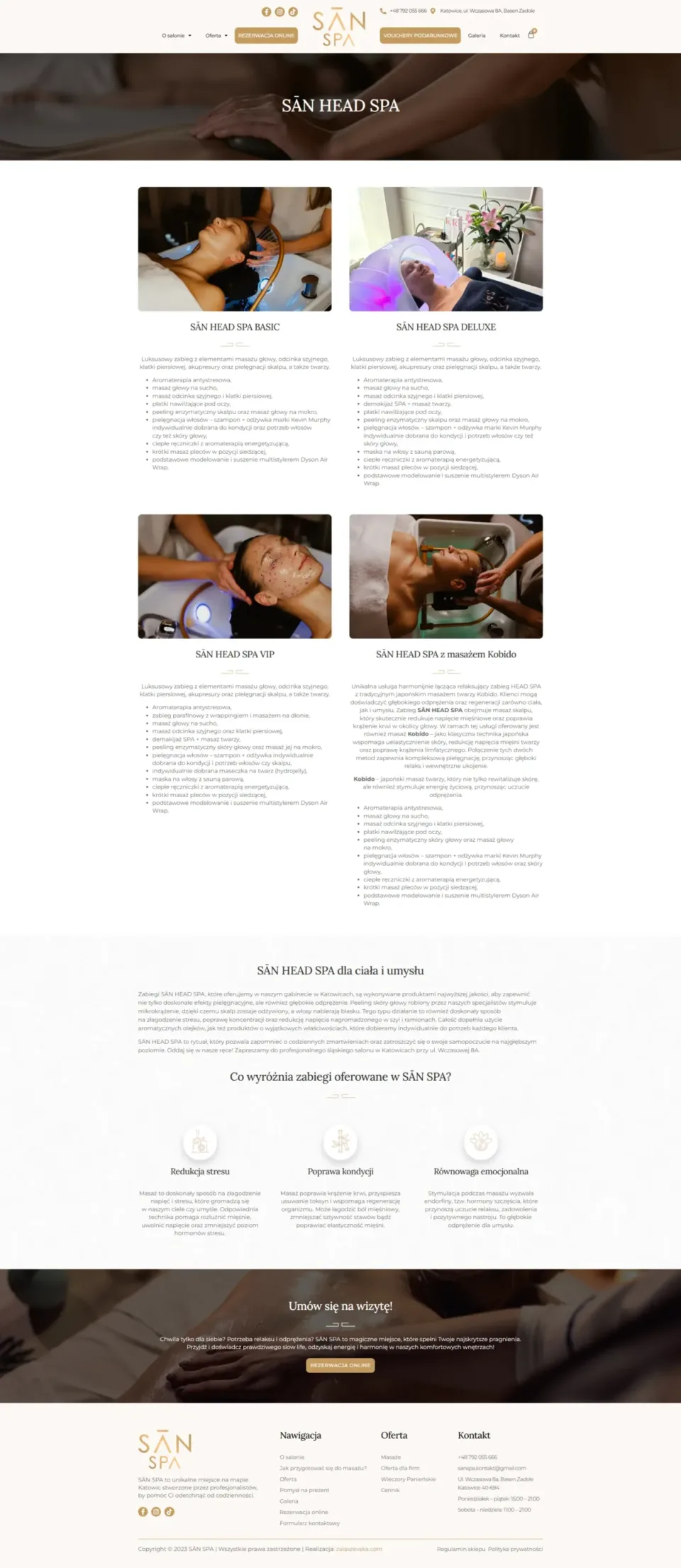 SĀN SPA - strona internetowa: SĀN HEAD SPA
