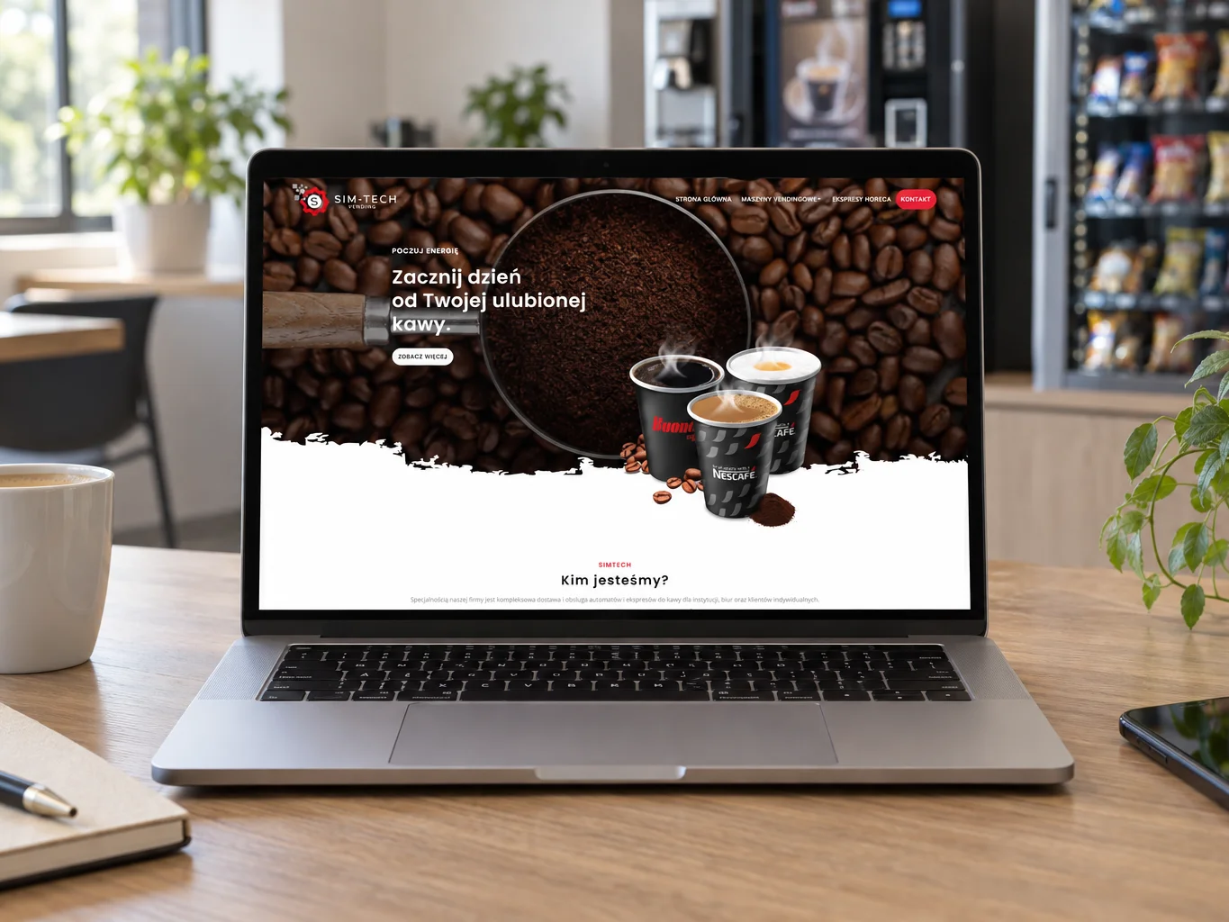 Strona SIM-TECH Vending na laptopie