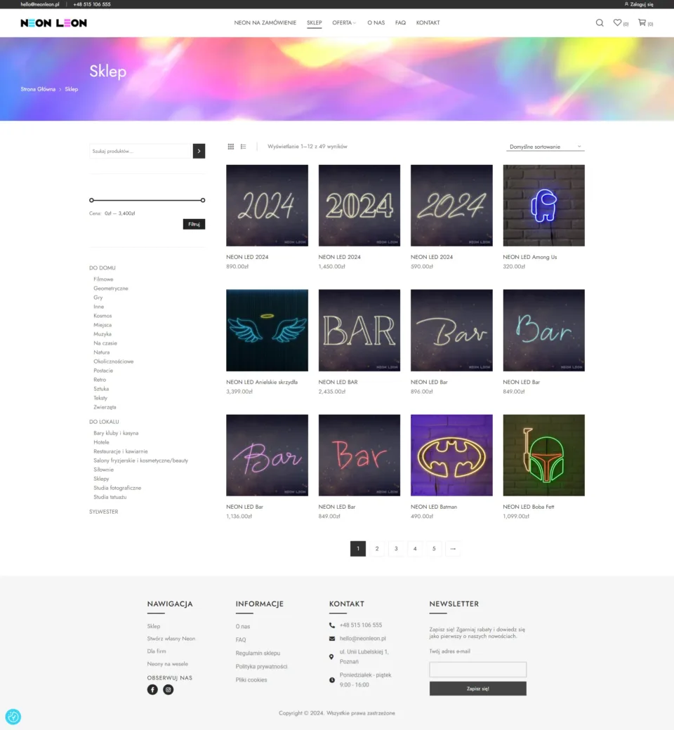 Neon Leon - strona internetowa: Sklep