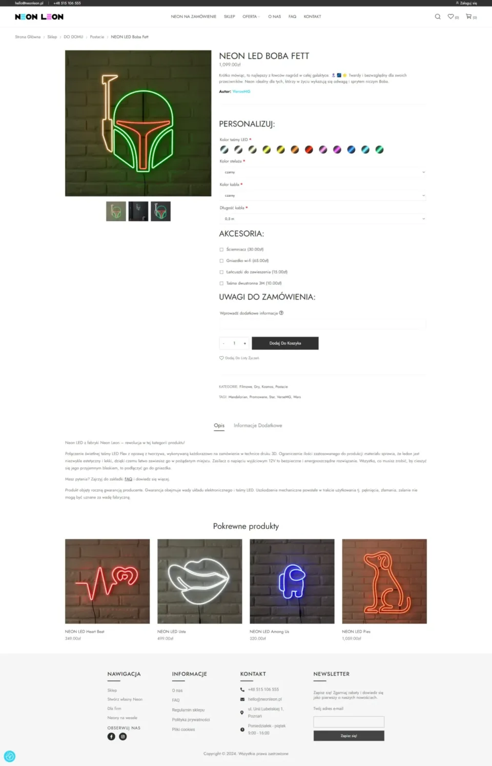 Neon Leon - strona internetowa: NEON LED Boba Fett