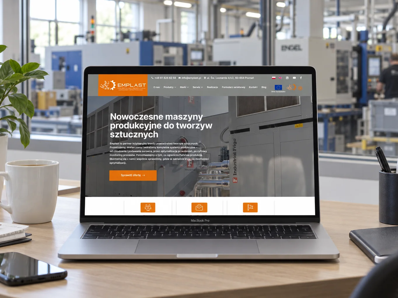 Strona Emplast na laptopie