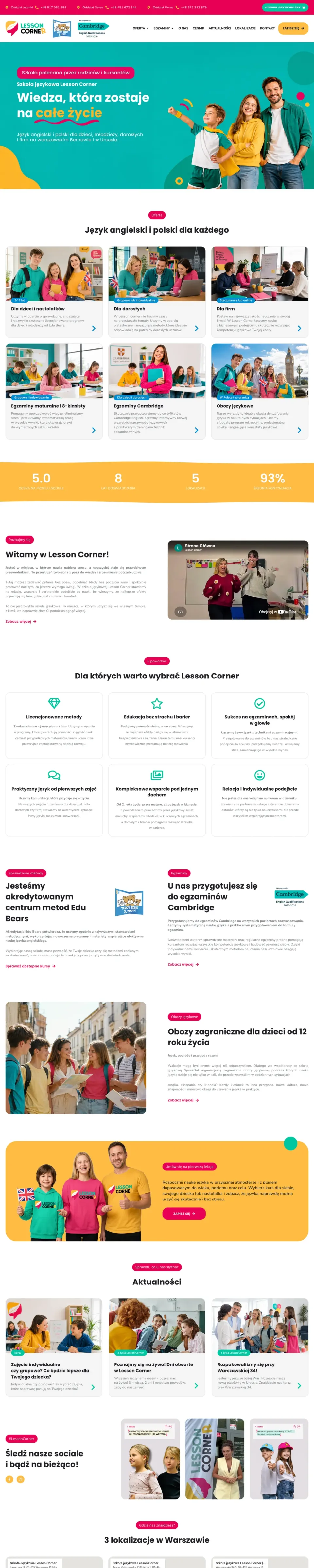 Zrzut strony Lesson Corner, podstrona 1