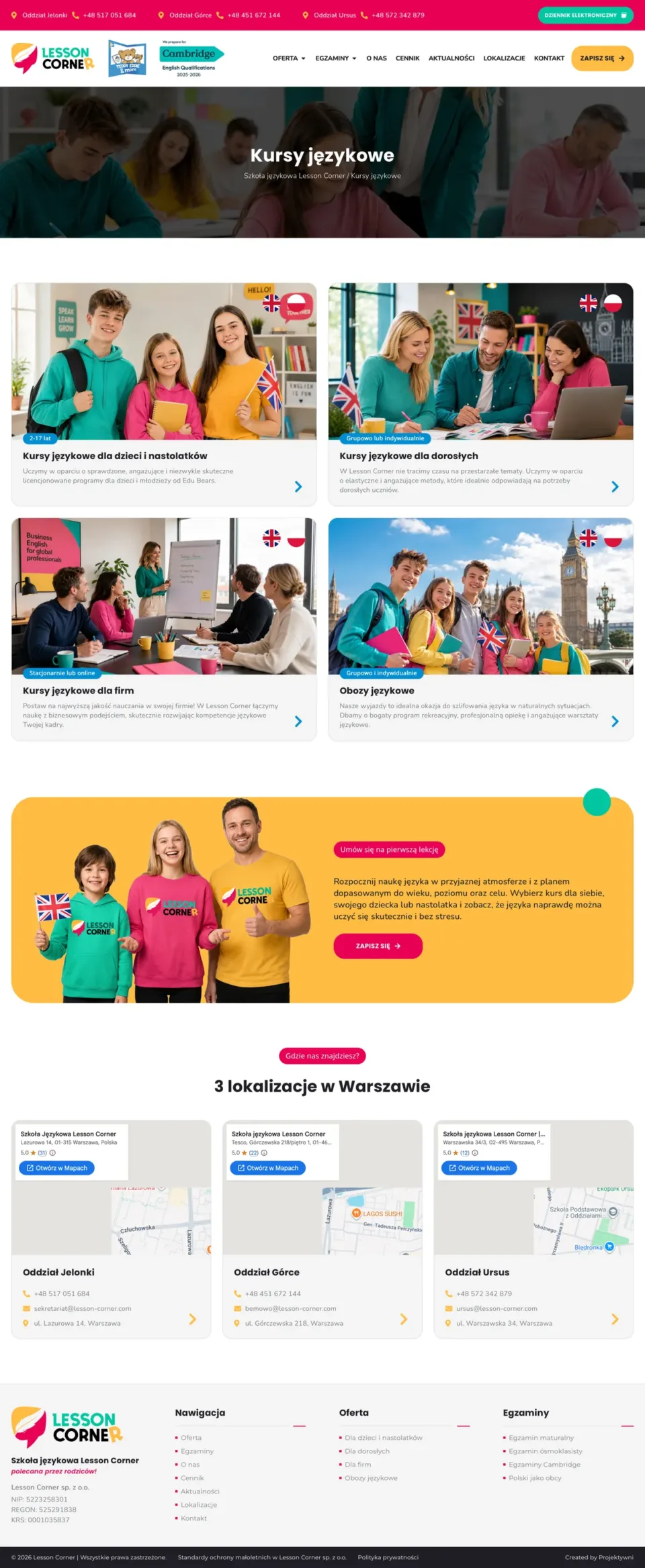 Zrzut strony Lesson Corner, podstrona 2
