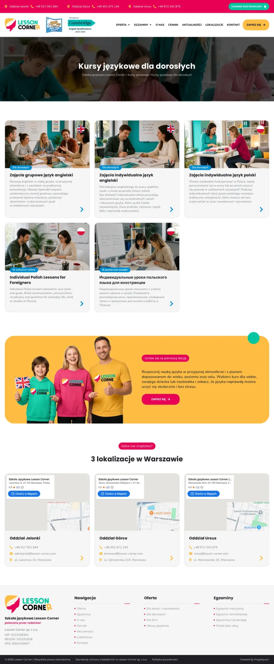 Zrzut strony Lesson Corner, podstrona 4