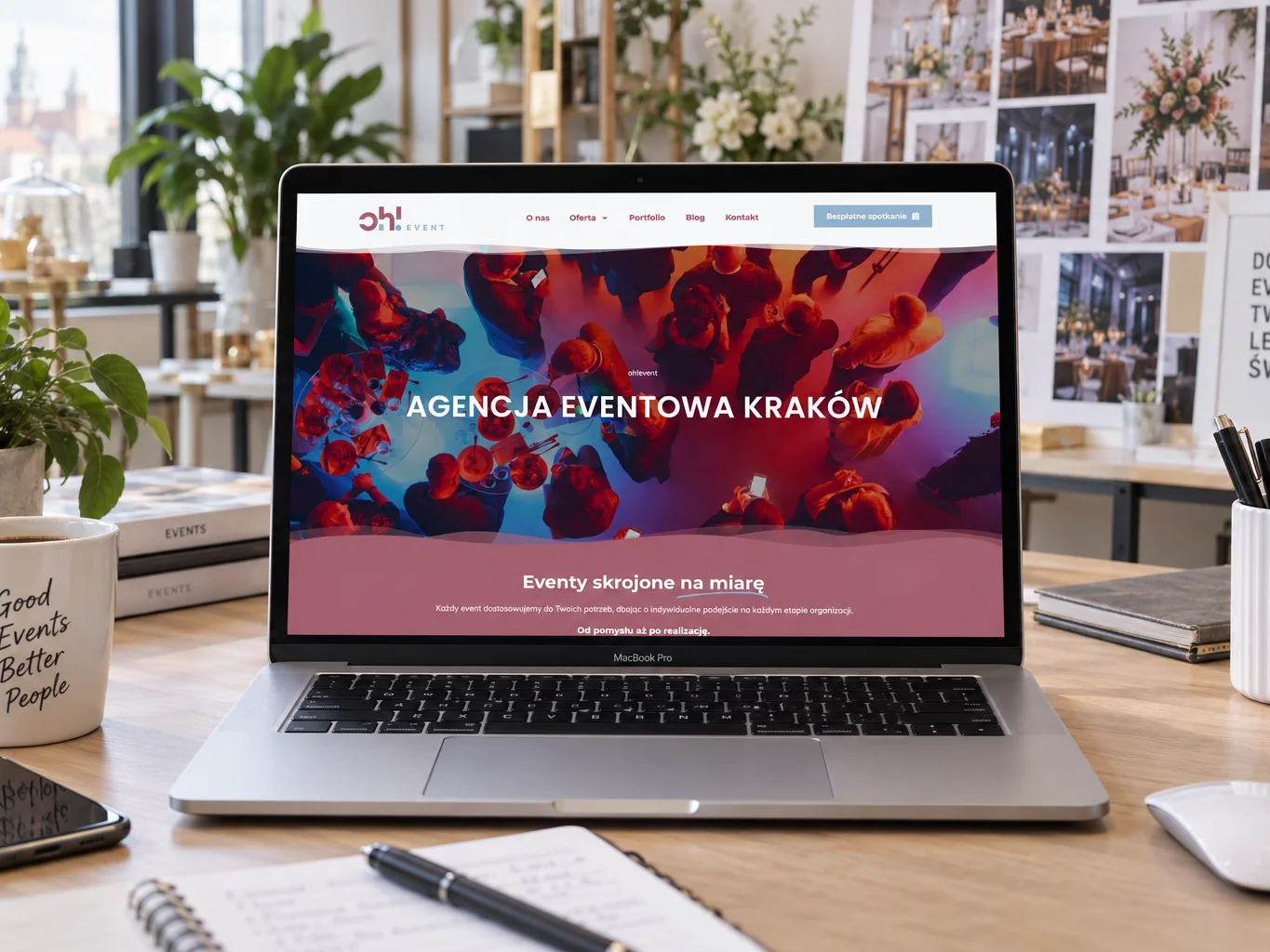 Strona oh!event na laptopie