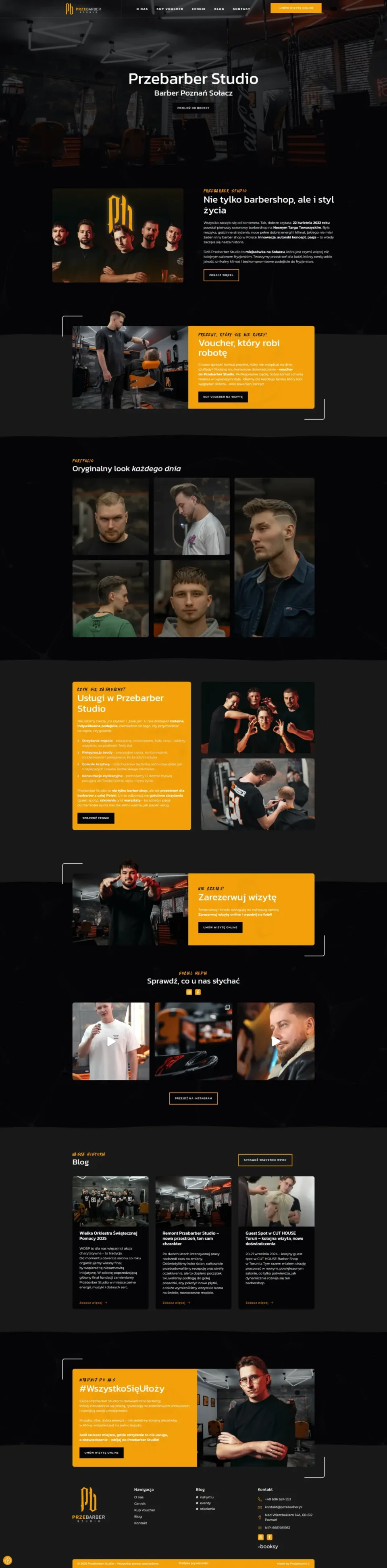 Przebarber Studio - strona internetowa: strona główna
