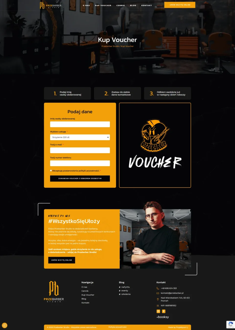 Przebarber Studio - strona internetowa: Kup Voucher