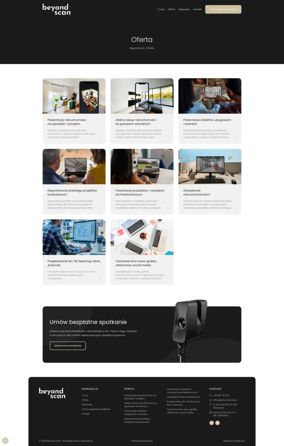 Beyond Scan - strona internetowa: Oferta