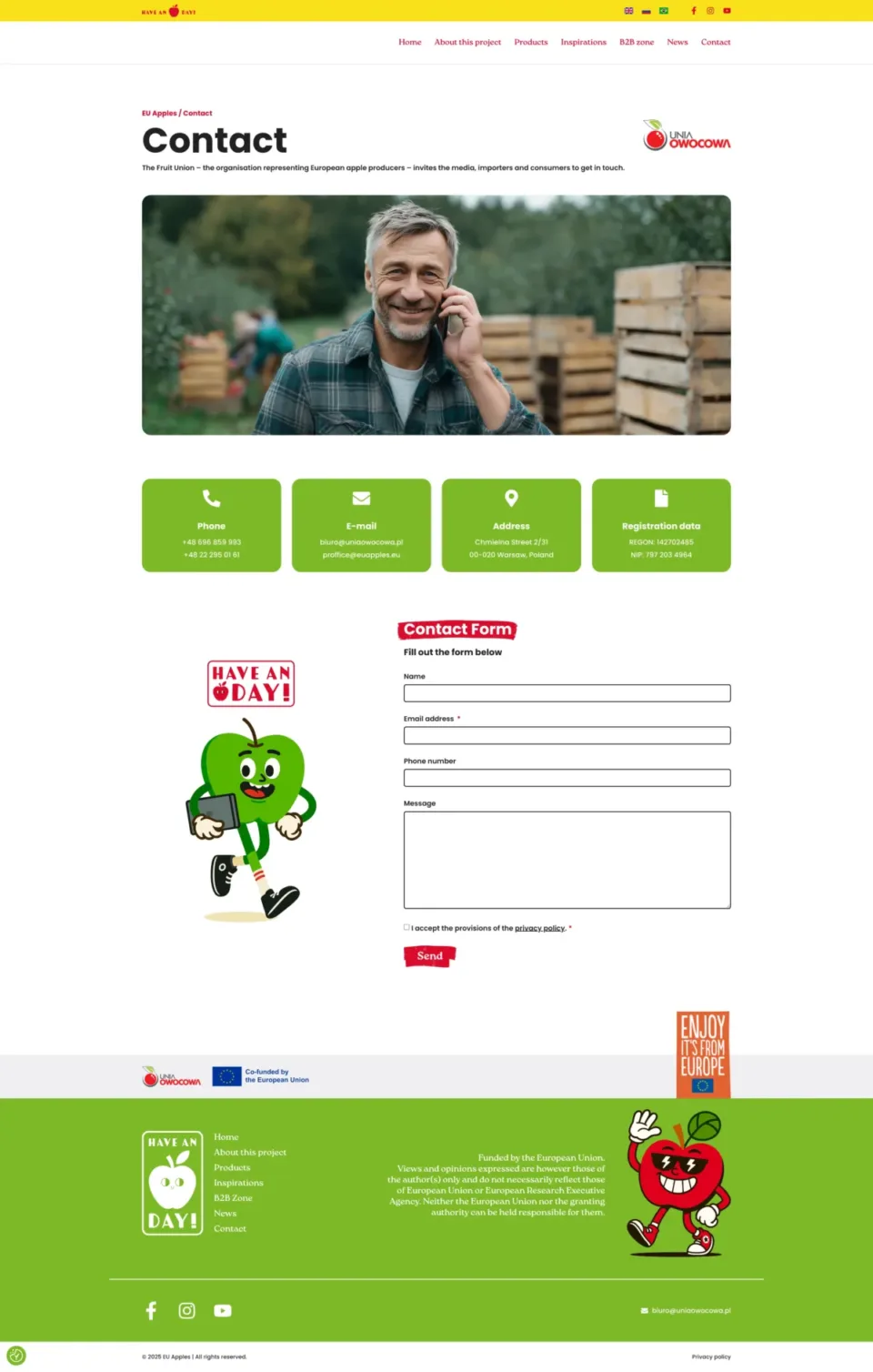 EU Apples - strona internetowa: Contact