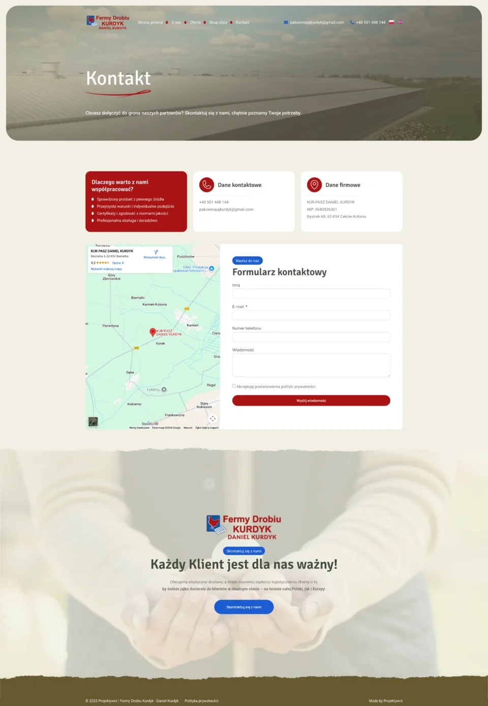 Fermy drobiu Kurdyk - strona internetowa: Kontakt