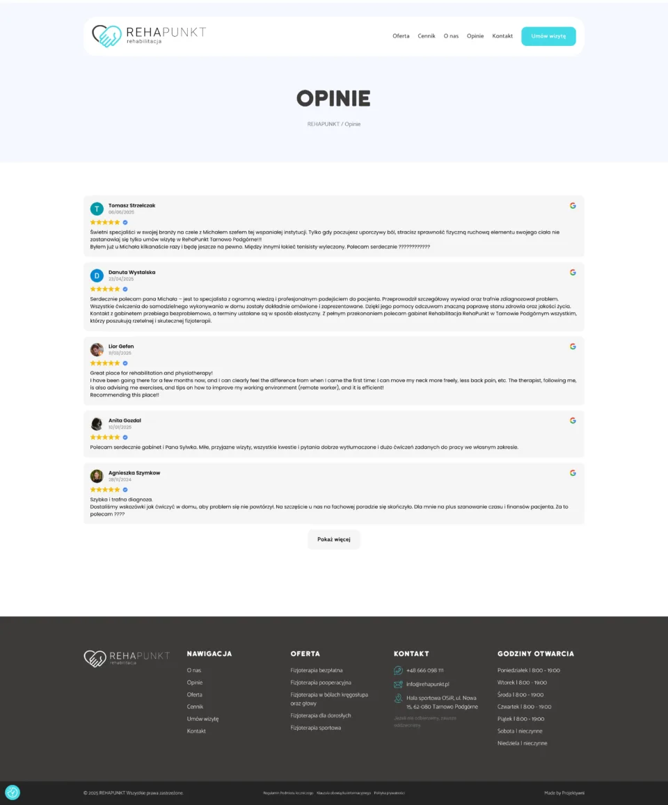 REHAPUNKT - strona internetowa: Opinie