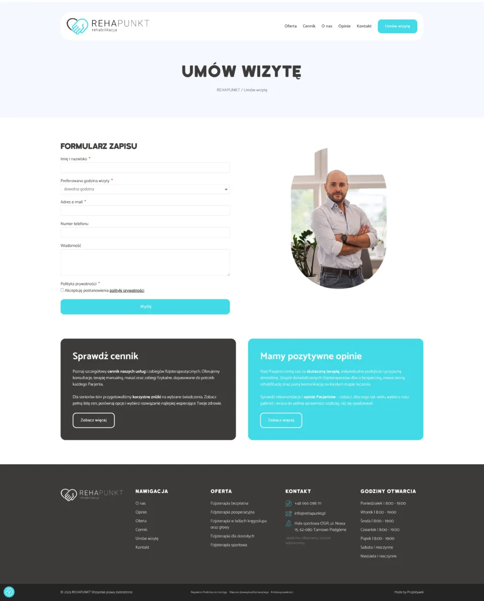 REHAPUNKT - strona internetowa: Umów wizytę