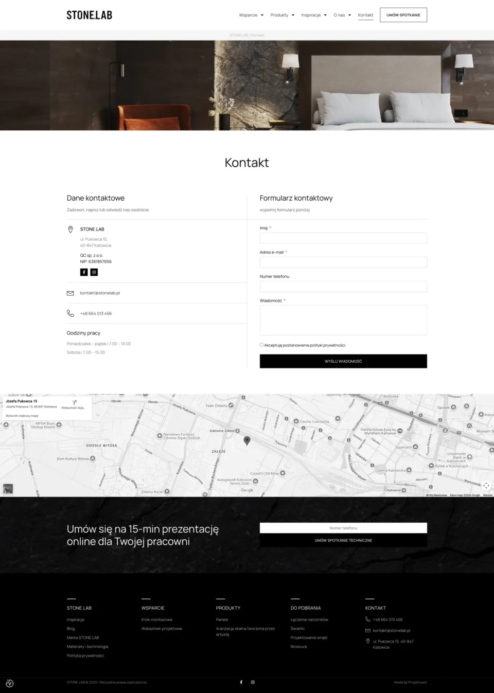 STONE.LAB - strona internetowa: Kontakt