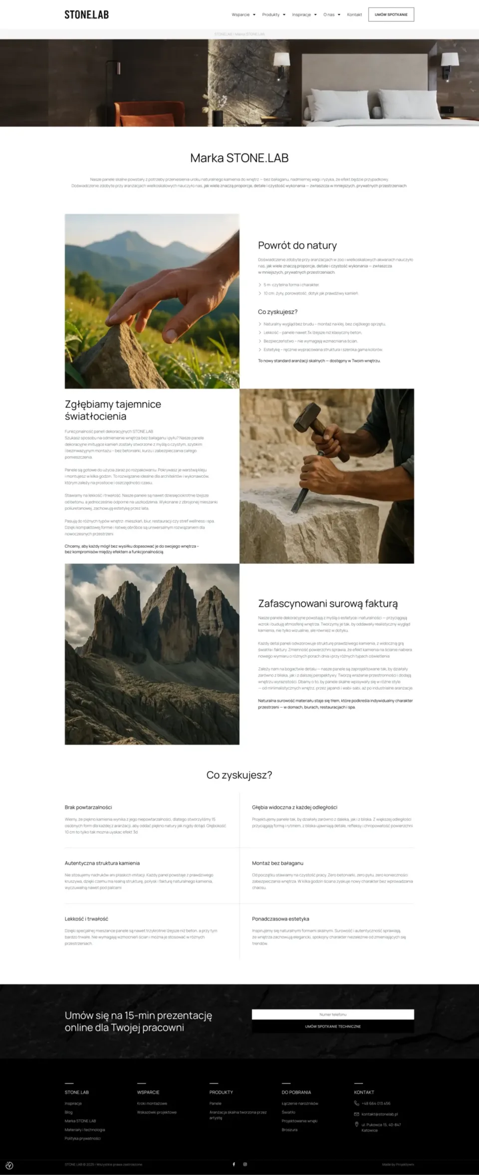 STONE.LAB - strona internetowa: Marka STONE.LAB