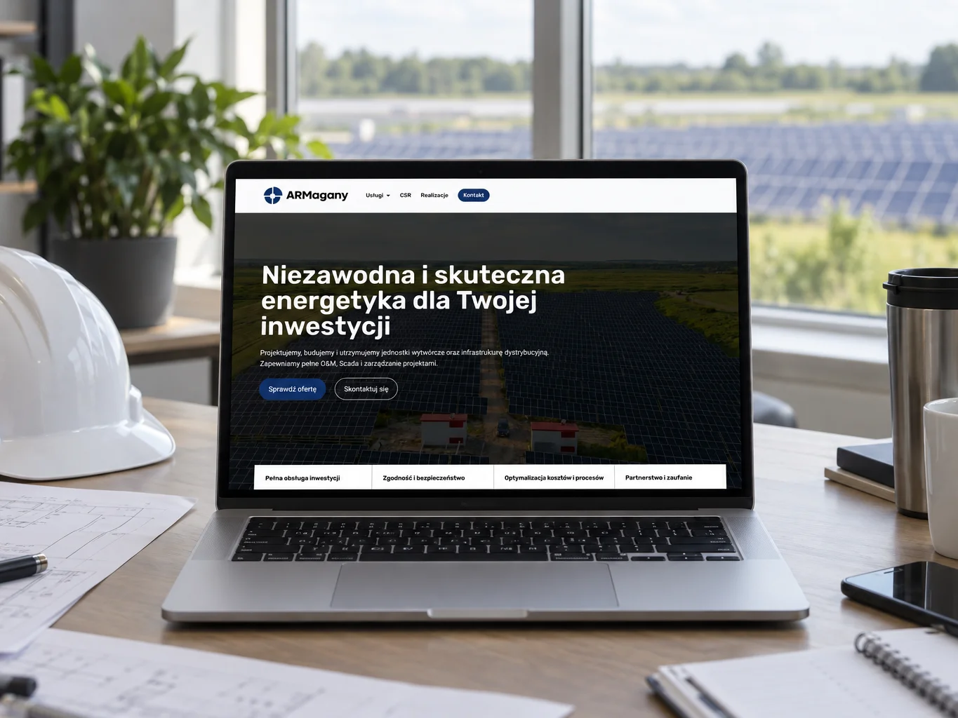 Strona armagany na laptopie